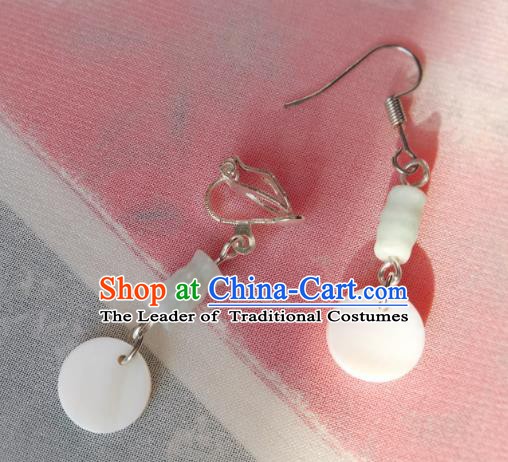 Traditional Chinese Ancient Jewelry Accessories Jade Shell Earrings Eardrop for Women