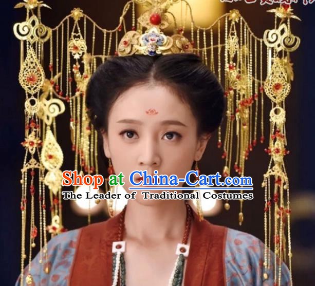 Traditional Chinese Ancient Hair Accessories Hanfu Hairpins Tassel Phoenix Coronet for Women