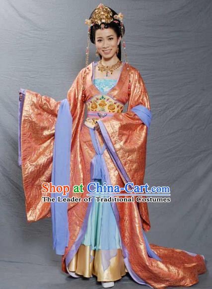 Traditional Chinese Ancient Princess Tang Dynasty Palace Lady Embroidered Replica Costume for Women