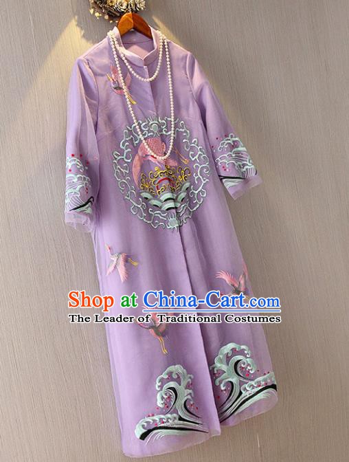 Traditional Ancient Chinese Young Women Cheongsam Dress Republic of China Tangsuit Stand Collar Blouse Dress Tang Suit Clothing