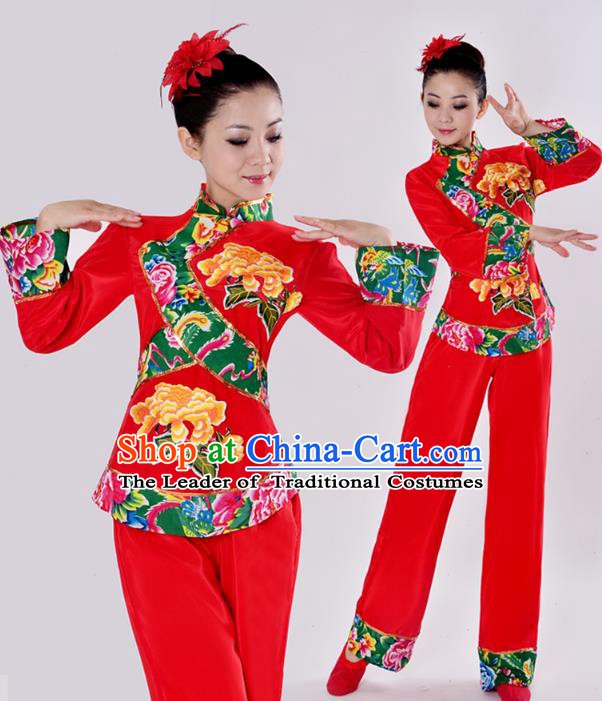 Traditional Chinese Yangge Fan Dance Folk Dance Costume Classical Yangko Dance Modern Dance Dress Clothing