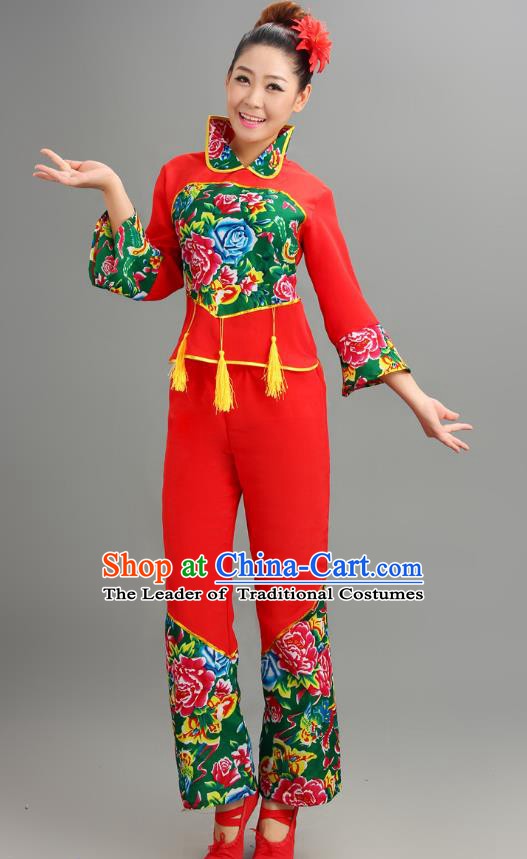 Traditional Chinese Yangge Fan Dance Folk Dance Costume Classical Yangko Dance Modern Dance Dress Clothing