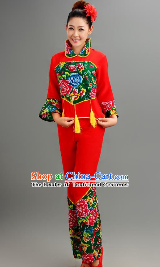 Traditional Chinese Yangge Fan Dance Folk Dance Costume Classical Yangko Dance Modern Dance Dress Clothing