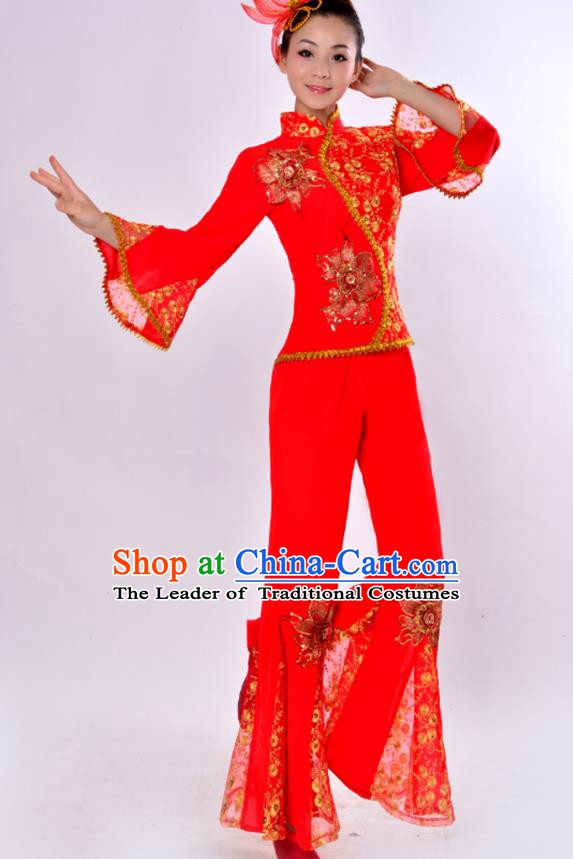 Traditional Chinese Yangge Fan Dance Folk Dance Costume Classical Yangko Dance Modern Dance Dress Clothing