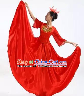 Top Grade Stage Performance Compere Costume, Professional Chorus Singing Group Red Dress for Women