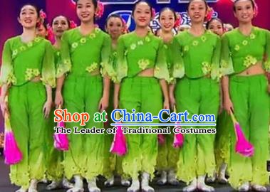 Chinese Traditional Folk Dance Costume Yangge Dance Green Uniform Classical Dance Yangko Clothing for Women