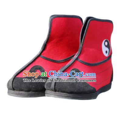 Chinese Traditional Handmade Tai Chi Cloth Shoes Red Boots Martial Arts Shoes Kung Fu Shoes for Men