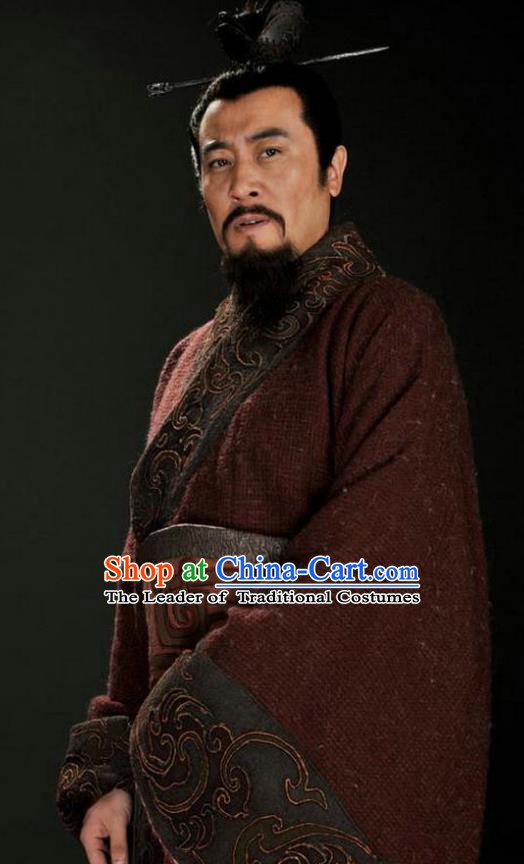 Chinese Ancient Three Kingdoms Period Shu Kingdom Liu Bei Replica Costume for Men