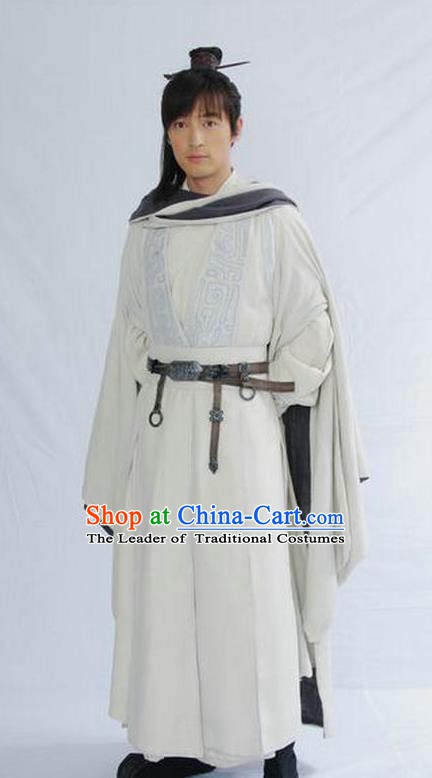Chinese Ancient Qin Dynasty Swordsman Knight-errant Replica Costume for Men