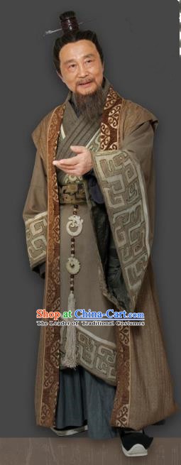 Chinese Ancient Qin Dynasty Prime Minister Lv Replica Costume for Men