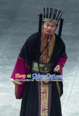 Traditional Chinese Ancient Qin State Minister Replica Costume for Men