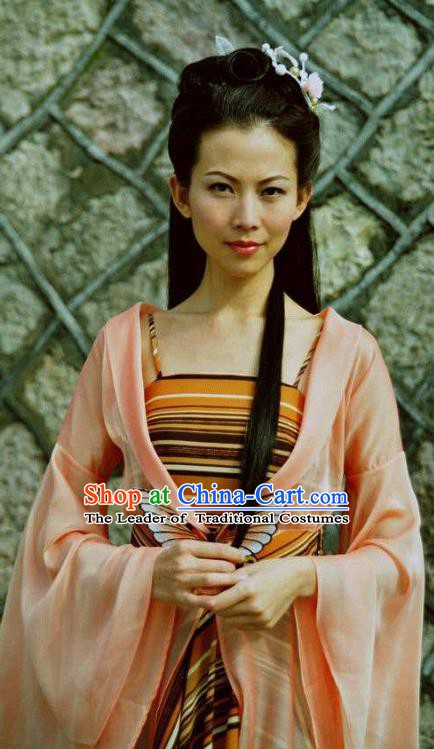 Chinese Ancient Tang Dynasty Imperial Concubine Hanfu Embroidered Replica Costume for Women