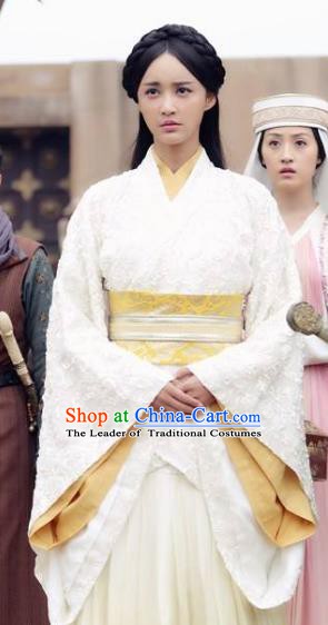 Chinese Ancient Han Dynasty Princess Jie You Hanfu Embroidered Replica Costume for Women