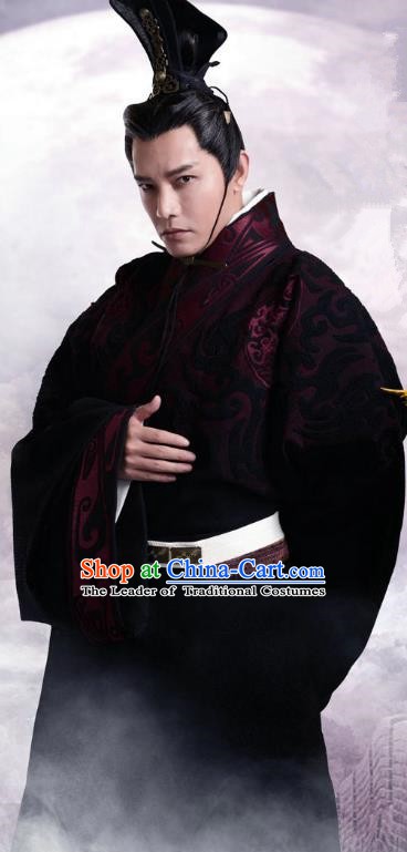 Traditional Ancient Chinese Qin Dynasty Prime Minister Eunuch Zhao Gao Replica Costume for Men