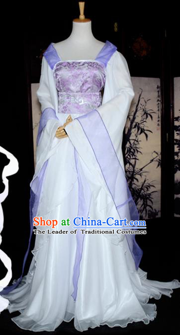 Chinese Ancient Palace Princess Costume Cosplay Swordswoman Purple Dress Hanfu Clothing for Women