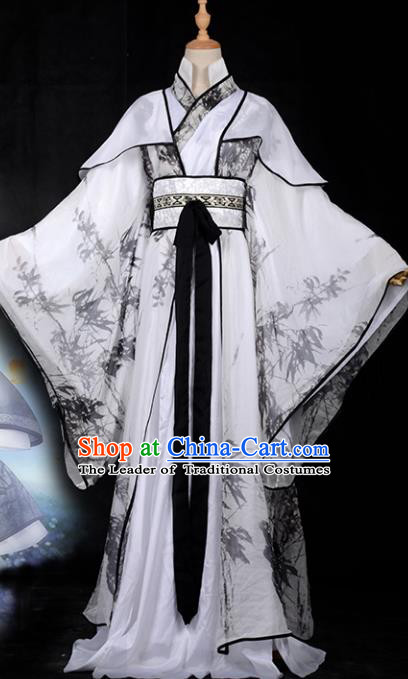 Chinese Ancient Palace Princess Costume Cosplay Tang Dynasty Swordswoman Printing Bamboo Dress Hanfu Clothing for Women