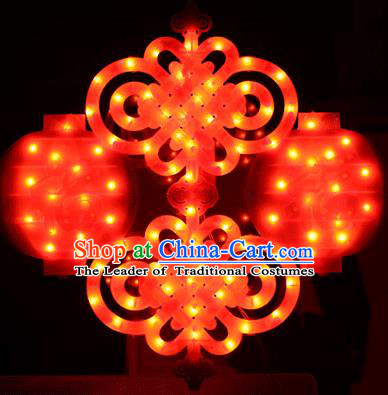 Traditional Handmade Double Chinese Knots Lanterns Spring Festival Electric LED Lights Lamps Hanging Lamp Decoration