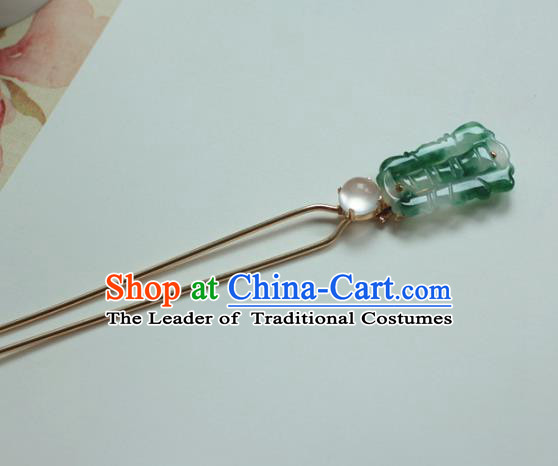 Traditional Chinese Ancient Classical Hair Accessories Handmade Jade Hairpins for Women