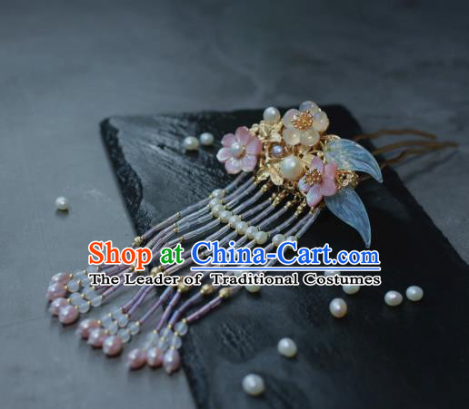Traditional Chinese Ancient Tassel Step Shake Classical Hair Accessories Handmade Flowers Hairpins for Women