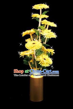 Traditional Handmade Chinese Yellow Chrysanthemum Lanterns Electric LED Lights Lamps Desk Lamp Decoration