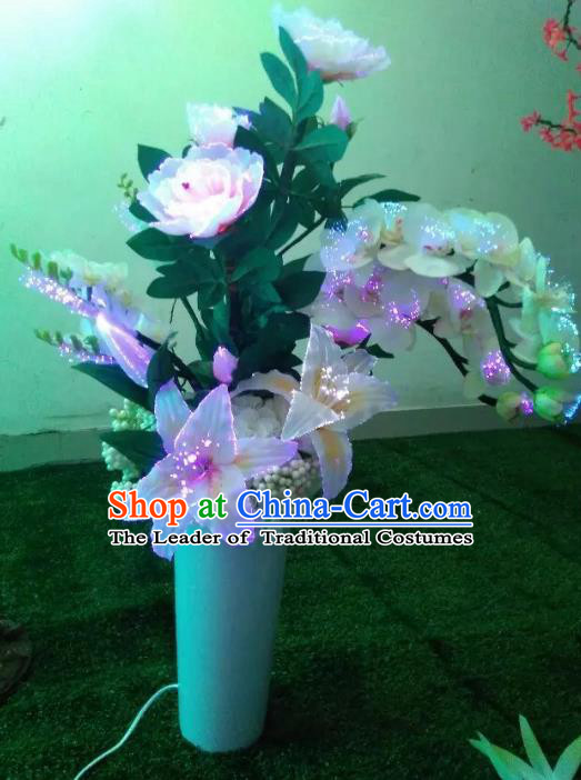 Traditional Handmade Chinese Phalaenopsis Lanterns Electric LED Lights Lamps Desk Lamp Decoration