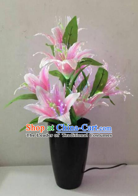 Traditional Handmade Chinese Lily Flowers Lanterns Electric LED Lights Lamps Desk Lamp Decoration