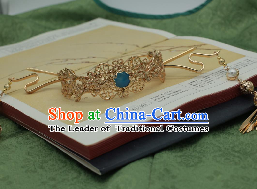 Traditional Chinese Ancient Hairdo Crown Classical Hair Accessories Handmade Tassel Hairpins for Women