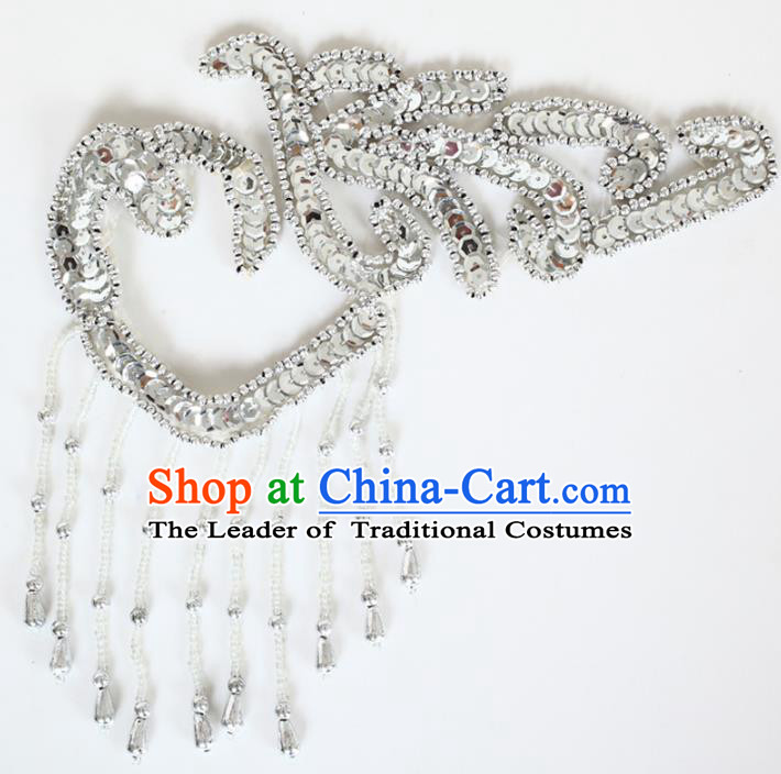 Chinese Traditional Folk Dance Hair Accessories Yangko Dance Argentate Sequins Headwear for Women