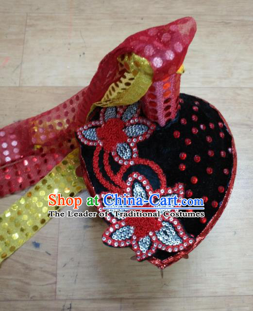 Chinese Classical Dance Hair Accessories Traditional Folk Dance Drum Dance Hats Headwear for Women