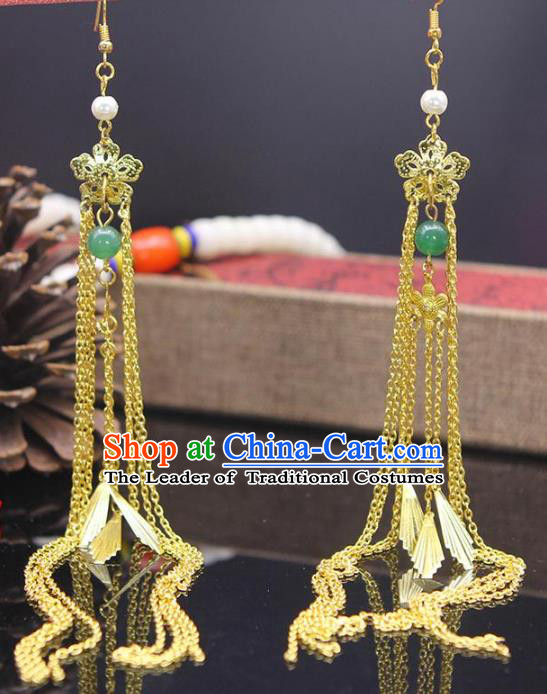 Chinese Traditional Classical Accessories Long Tassel Earrings Headwear for Women