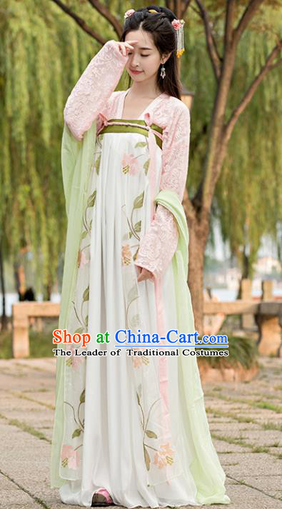 Traditional Chinese Ancient Court Lady Embroidered Costume Tang Dynasty Princess Hanfu Dress for Women