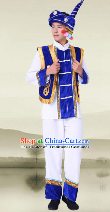 Traditional Chinese Tujia Nationality Costumes and Headwear Tujia Ethnic Minority Embroidery Clothing for Men