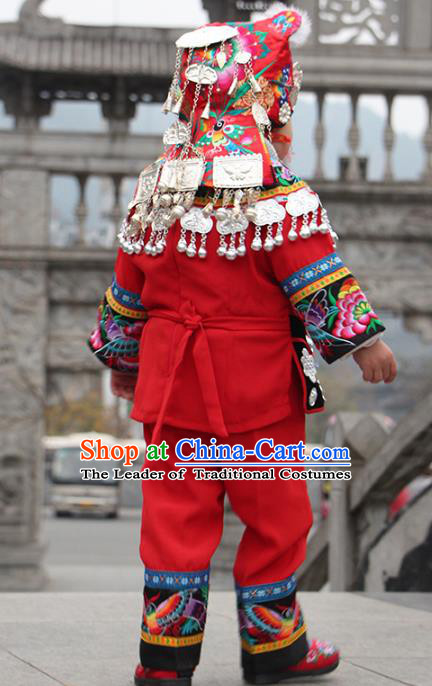 Traditional Chinese Miao Nationality Dance Clothing Hmong Ethnic Minority Costumes and Headwear