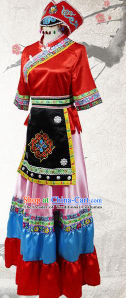 Traditional Chinese Miao Nationality Dance Clothing Hmong Ethnic Minority Costumes and Headwear