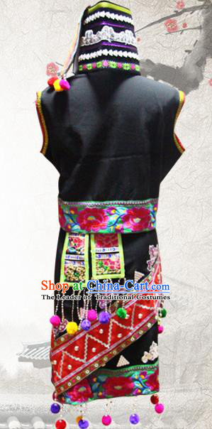 Traditional Chinese Miao Nationality Dance Clothing Hmong Ethnic Minority Costumes and Headwear