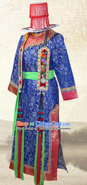 Traditional Chinese Yugu Nationality Costume, China Yuku Ethnic Minority Dance Clothing and Hats for Women