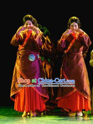 Traditional Chinese Folk Dance Hanfu Costume, China Classical Dance Clothing for Women