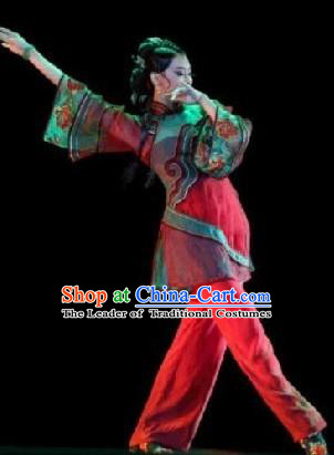 Traditional Chinese Classical Dance Costume, Folk Dance Yangko Dance Red Dress Clothing for Women