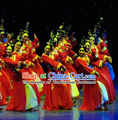 Chinese Traditional Folk Dance Classical Dance Stage Performance Costume, China Yangko Dance Hanfu Clothing for Women