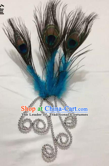 Chinese Traditional Folk Dance Hair Accessories Classical Dance Pavane Feather Headwear for Women