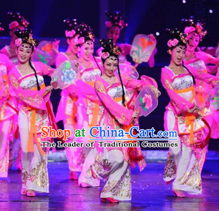 Chinese Traditional Folk Dance Costume, China Classical Dance Hanfu Dress Stage Performance Clothing for Women