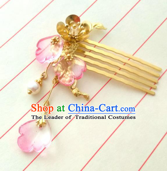 Chinese Traditional Ancient Hair Accessories Classical Hairpins Hanfu Brass Hair Comb Headwear for Women