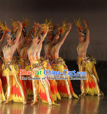 Traditional Chinese Sunbird Dance Costume, China Folk Dance Classical Dance Dress for Women