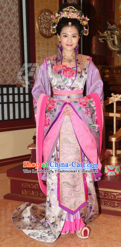 Chinese Ancient Palace Lady Hanfu Tang Dynasty Imperial Concubine Queen Embroidered Historical Costumes for Women