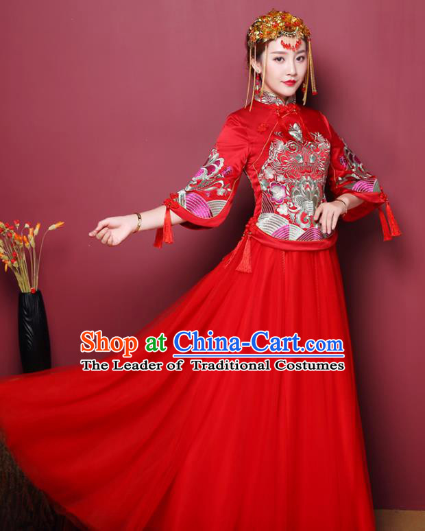 Traditional Chinese Wedding Costumes Traditional Xiuhe Suits Ancient Chinese bridal Full Dress