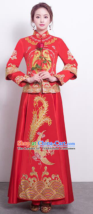 Chinese Traditional Bride Toast Clothing Embroidered Xiuhe Suits Ancient Bottom Drawer Wedding Costumes for Women