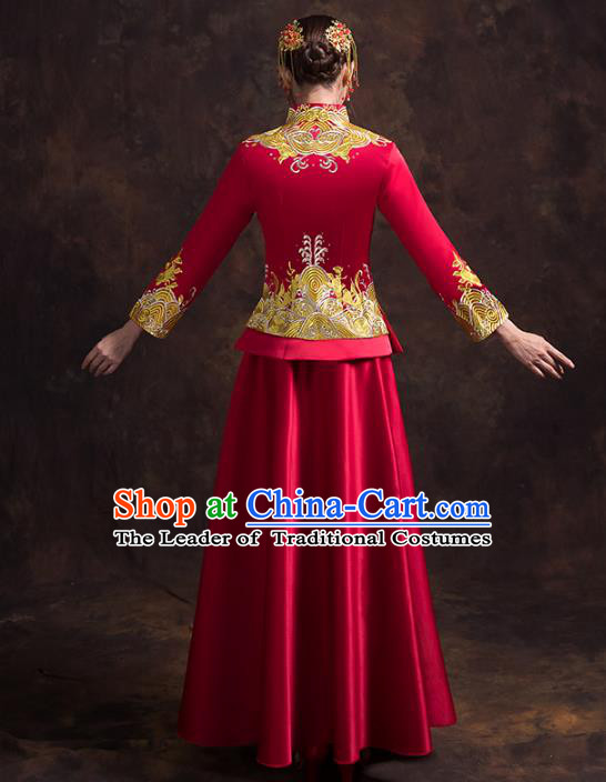 Traditional Chinese Wedding Costumes Traditional Xiuhe Suits Ancient Chinese bridal Full Dress