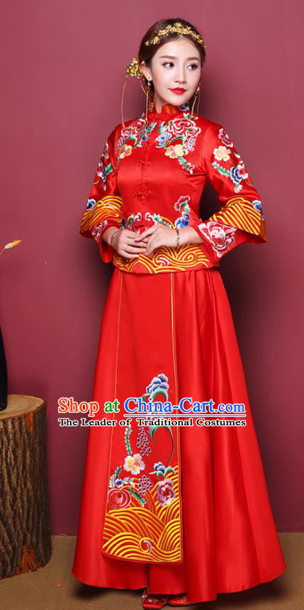 Traditional Chinese Wedding Costumes Traditional Xiuhe Suits Ancient Chinese bridal Full Dress