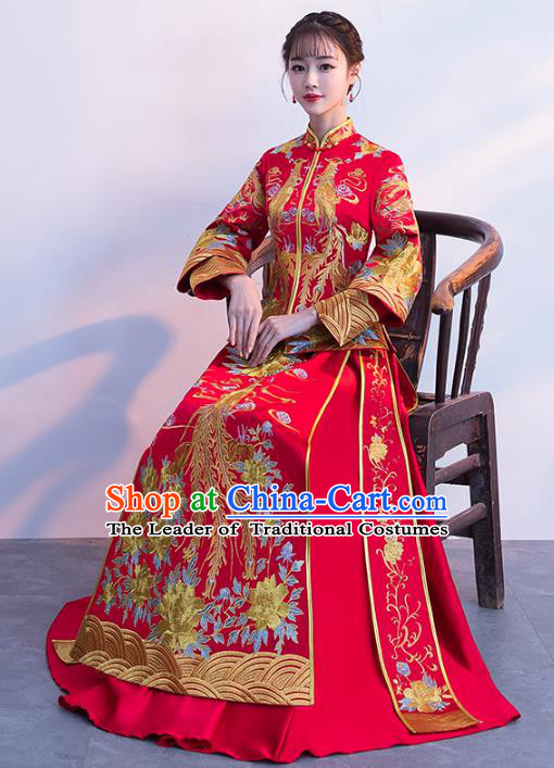 Traditional Chinese Wedding Costumes Traditional Xiuhe Suits Ancient Chinese bridal Full Dress