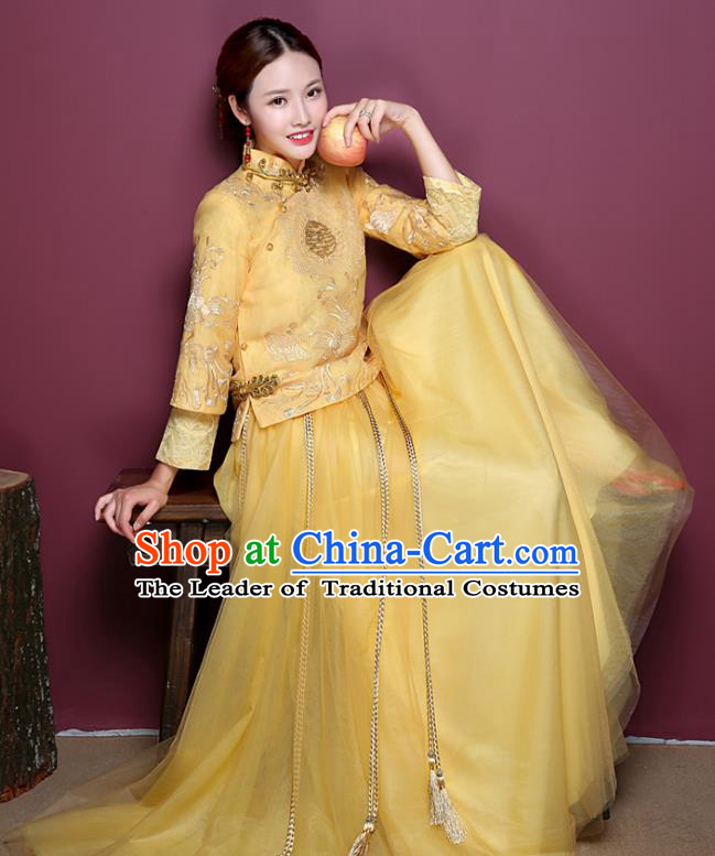 Traditional Chinese Wedding Costumes Traditional Xiuhe Suits Ancient Chinese bridal Full Dress